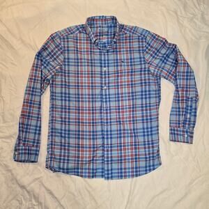 Vineyard Vines Performance Classic Fit Whale Shirt Mens Med Plaid Long Sleeve